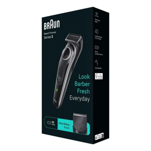 Cortapelos Braun BT3440 Inalámbrico 80min 40 Longitudes 2 Peines Lavable Precisión