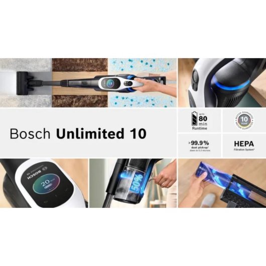 Aspiradora sin Bolsa Bosch BCS1041WAC 23,5W 80 min HEPA Cepillos Mascotas Negro Blanco