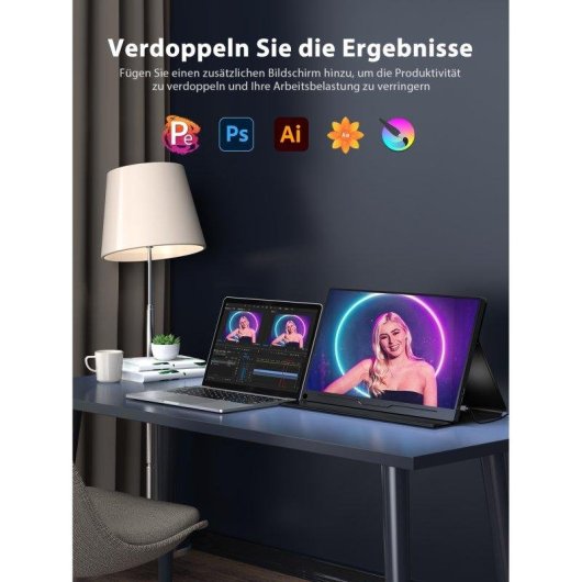 Monitor Uperfect 18,5" FullHD 144Hz IPS portátil USB-C Mini HDMI HDR VESA