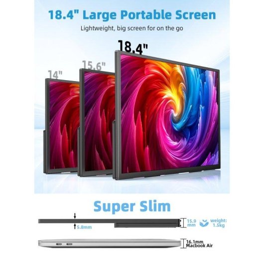Monitor Uperfect 18,4" UltraHD 4K QLED 1000:1 portátil VESA antirreflejo