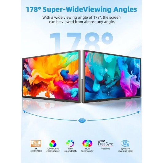 Monitor Uperfect 18,4" UltraHD 4K QLED 1000:1 portátil VESA antirreflejo