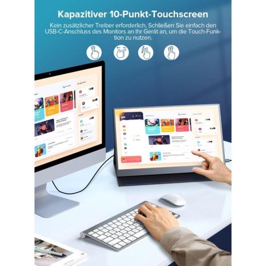 Monitor Uperfect 15,6" FullHD 60Hz IPS Touch 10-Punkt USB-C VESA
