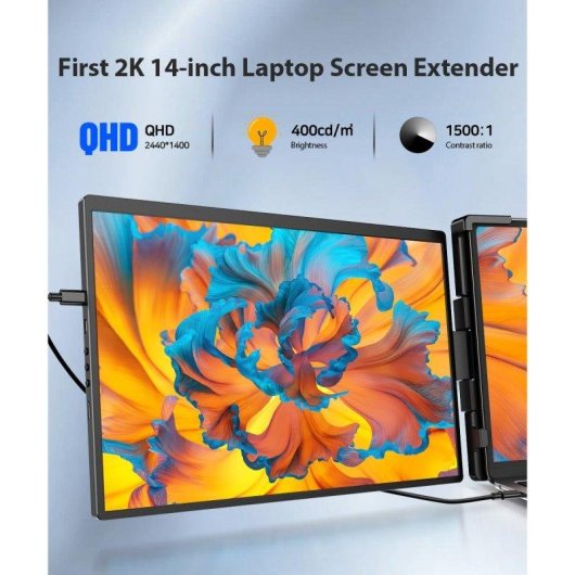 Monitor Uperfect G13 14" 2K 60Hz IPS Tragbar USB-C Automatische Rotation 8ms