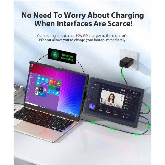 Monitor Uperfect G13 14" 2K 60Hz IPS Tragbar USB-C Automatische Rotation 8ms