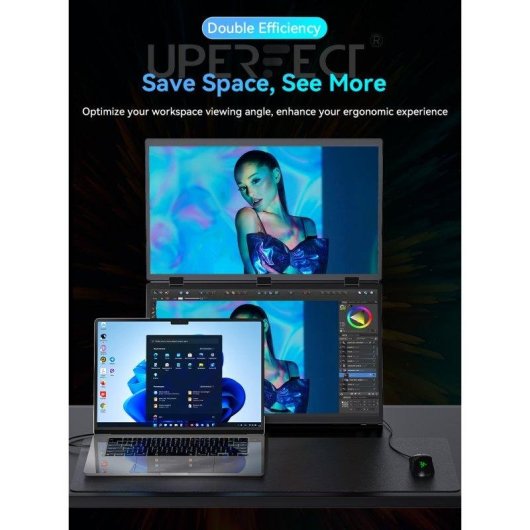 Monitor Uperfect Dual 18,5" Full HD 100Hz IPS HDR Tragbar VESA