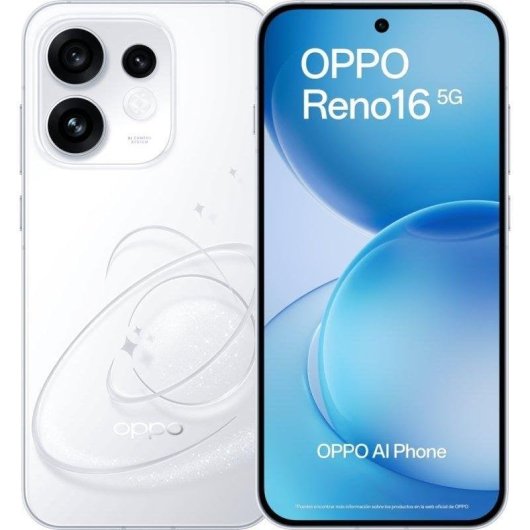OPPO Reno16 5G 8GB 512GB 6.32" Blanco Incluye Enco X3s, Funda y Cargador 80W