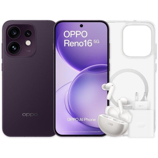 OPPO Reno16 5G 8GB 512GB 6,32" Preto Roxo Inclui Enco X3s, capa e carregador de 80 W