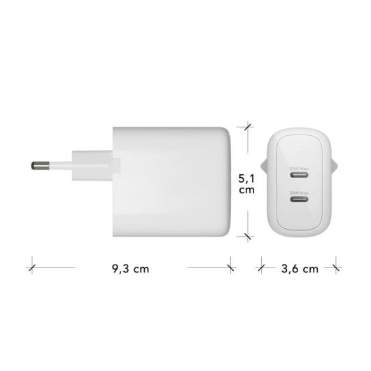 Cargador de dispositivos móviles Dbramante1928 CH30EUWH7123 30W GaN 2 puertos USB-C Blanco
