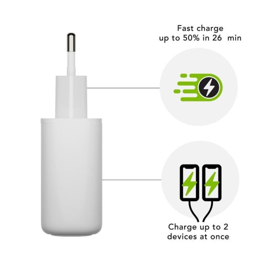 Ladegerät DBRAMANTE1928 CH20EUWH7122 2 USB-C Ports GaN 20W Weiß