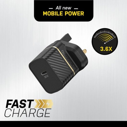 Cargador de pared OtterBox 30W GaN USB-C PD negro