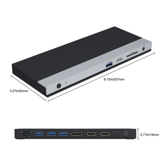 Base para portáteis DLH DY-SA5030 USB-C Triple Display 4K 100W