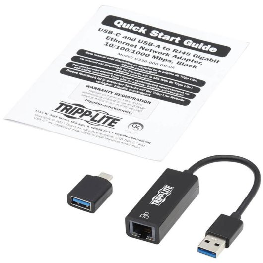 Placa de Rede Eaton Tripp Lite U336-000-GB-CA USB Ethernet 1000 Mbit/s Preta