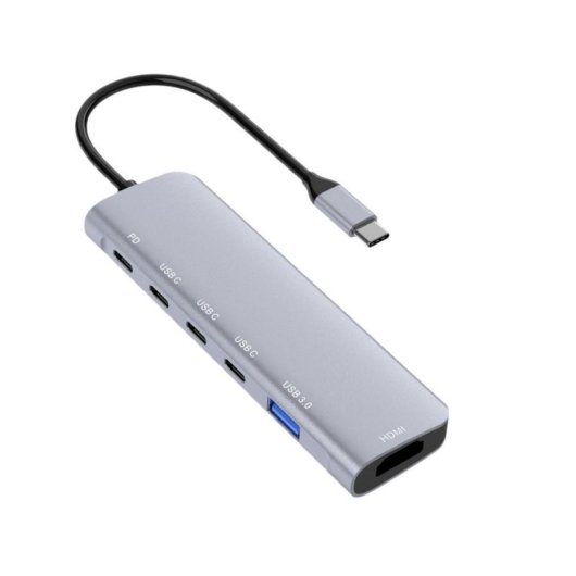 Base para portátil DLH DY-TU5005 USB-C 100 W Prateado 4K Ultra HD HDMI
