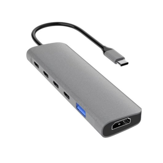 Base para portátil DLH DY-TU5005 USB-C 100 W Prateado 4K Ultra HD HDMI