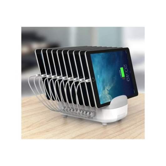 Regleta Compulocks 10 Tomas con Protección y 2,4 A USB Blanca
