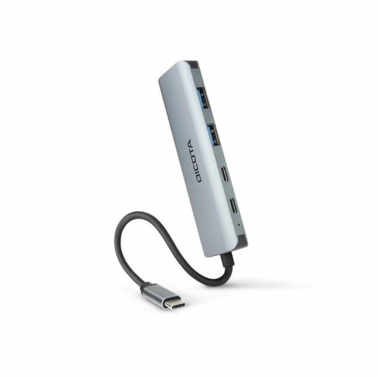 Hub Dicota 4 Ports 10 Gbps USB Type-C D32061 Aluminium Silber