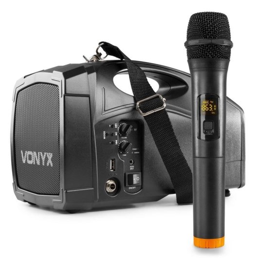 Altavoz Vonyx portátil Bluetooth 100W con micrófono inalámbrico UHF y batería