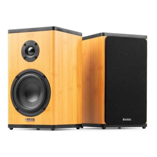 Altavoces Audizio Estéreo Bluetooth 100W con batería y acabado bambú