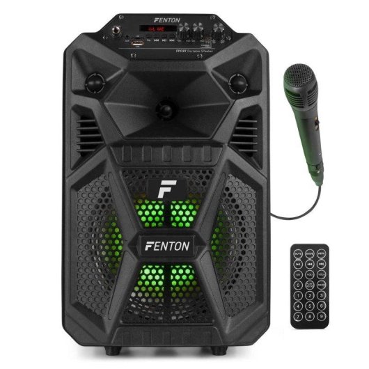 Altavoces Fenton Karaoke portátil Bluetooth 100W con micrófono y luces LED