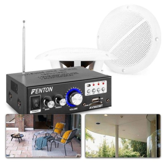 Altavoces Fenton Impermeables Bluetooth 2x40W con amplificador y control remoto
