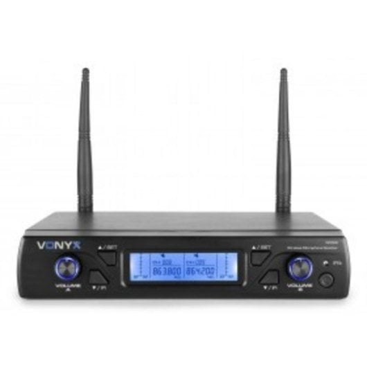 Micrófono Vonyx WM62 inalámbrico UHF doble mano con receptor rack