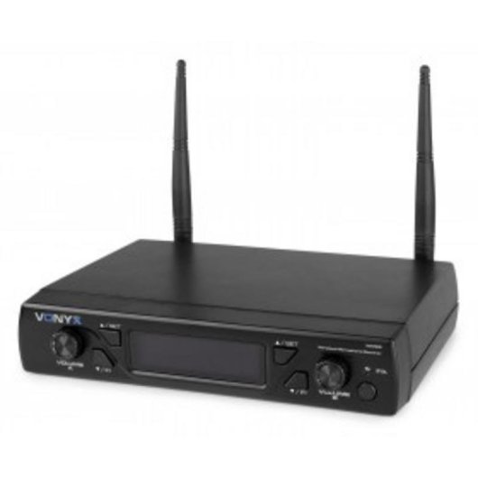 Micrófono Vonyx WM62 inalámbrico UHF doble mano con receptor rack