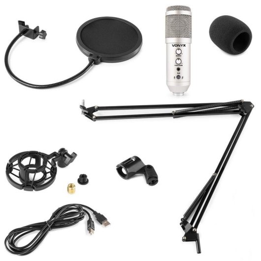 Micrófono Vonyx CMS320T USB cardioide con filtro antipop y soporte ajustable