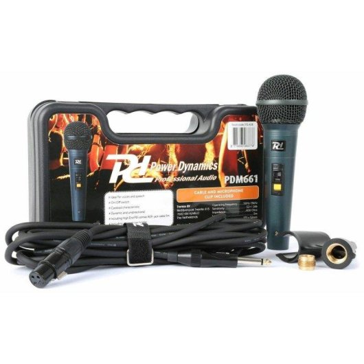 Micrófono Power Dynamics PDM661 XLR cardioide con filtro antipop y soporte