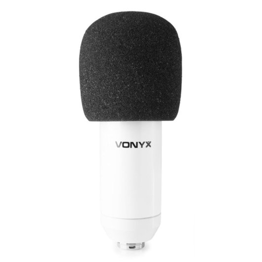 Micrófono Vonyx CM300W USB condensador blanco con kit completo