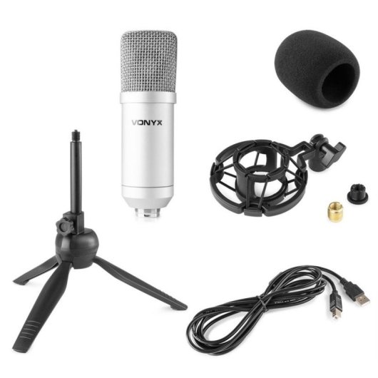 Micrófono Vonyx CM300S USB cardioide con soporte anti shock y filtro antipop