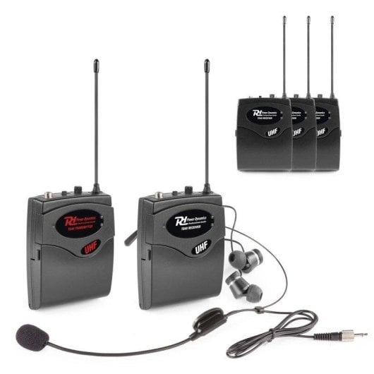 Micrófono Power Dynamics TG40 inalámbrico UHF con 1 transmisor y 4 receptores