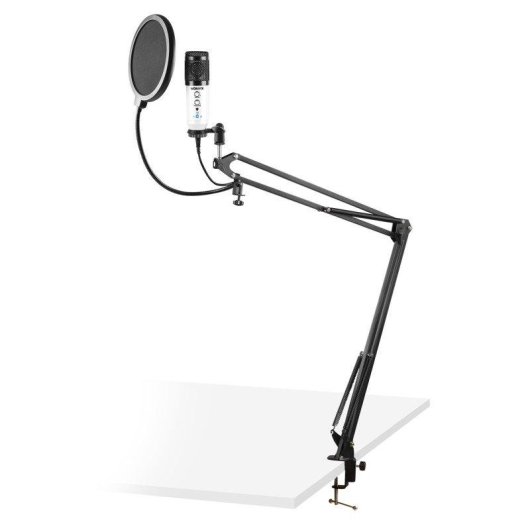 Micrófono Vonyx CMS320W USB cardioide con filtro antipop y soporte ajustable