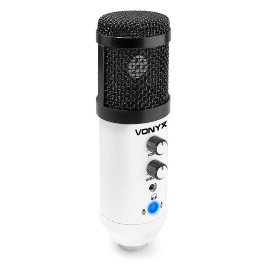 Micrófono Vonyx CMS320W USB cardioide con filtro antipop y soporte ajustable