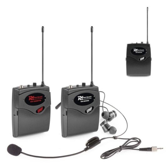 Micrófono Power Dynamics TG40 UHF con transmisor y dos receptores para equitación