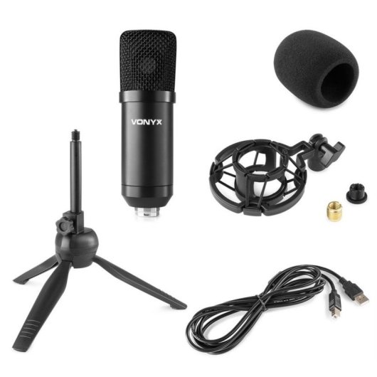 Micrófono Vonyx CM300B USB cardioide con soporte anti shock y filtro antipop