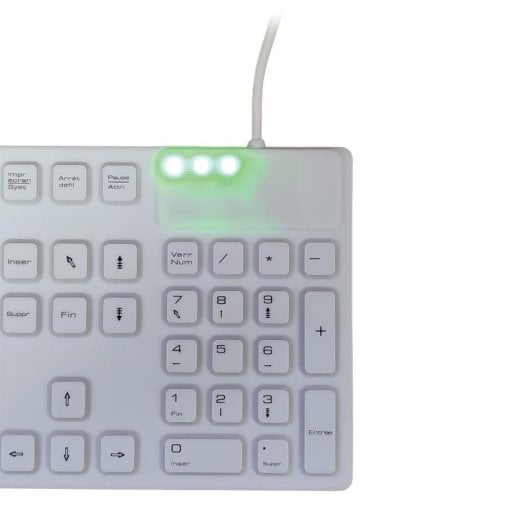 Clavier MCL Waterproof IP68 membrana filaire USB + PS/2 AZERTY français blanc