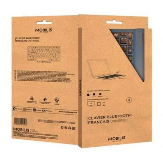 Clavier MOBILIS 001284 Bluetooth sans fil AZERTY français ergonomique bleu