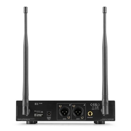 Micrófono Power Dynamics PD220B UHF dual con receptor y 2 bodypacks