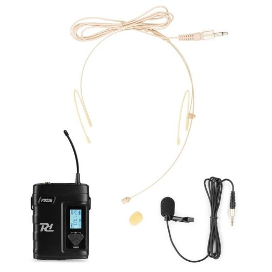 Micrófono Power Dynamics PD220B UHF dual con receptor y 2 bodypacks