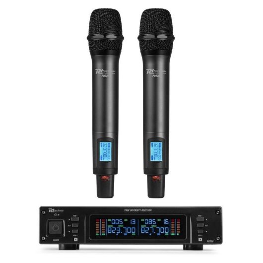Micrófono Power Dynamics PD220 UHF con receptor rack y 80 canales
