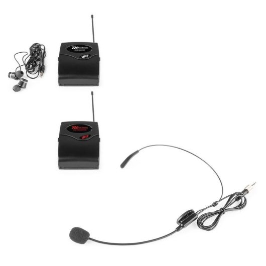Micrófono Power Dynamics TG40 inalámbrico con receptor y auriculares UHF