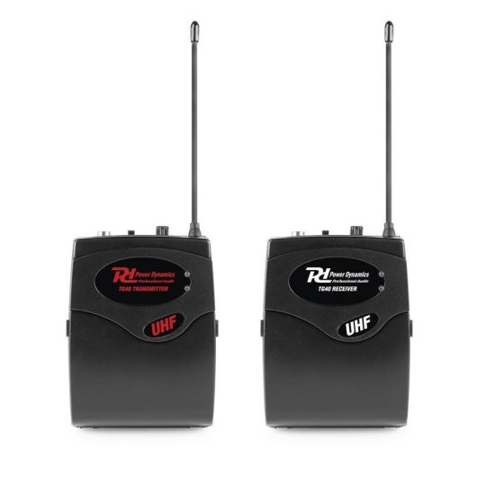 Micrófono Power Dynamics TG40 inalámbrico con receptor y auriculares UHF