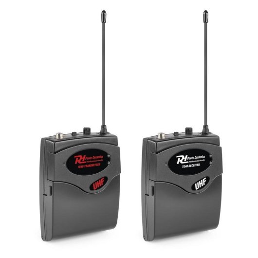 Micrófono Power Dynamics TG40 inalámbrico con receptor y auriculares UHF