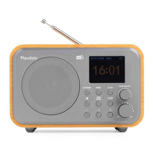 Radio Portátil Audizio Milan DAB+ Bambú Bluetooth 5.0 Pantalla 2.4"
