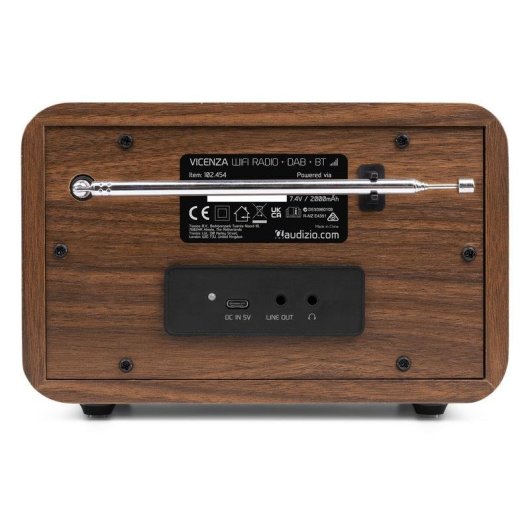 Radio Audizio Vicenza FM/DAB+ WiFi Bluetooth 5.0 Batería Integrada Negro/Madera