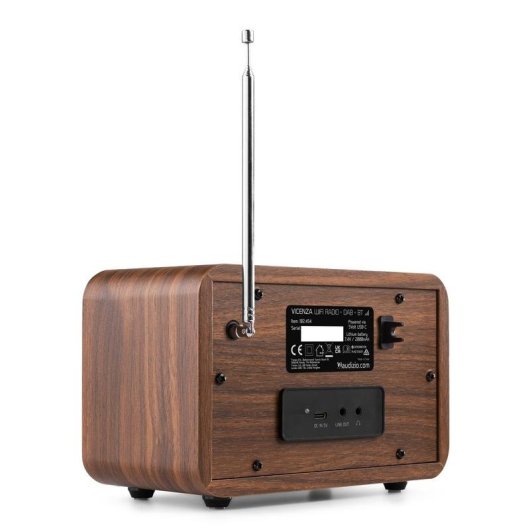 Radio Audizio Vicenza FM/DAB+ WiFi Bluetooth 5.0 Batería Integrada Negro/Madera