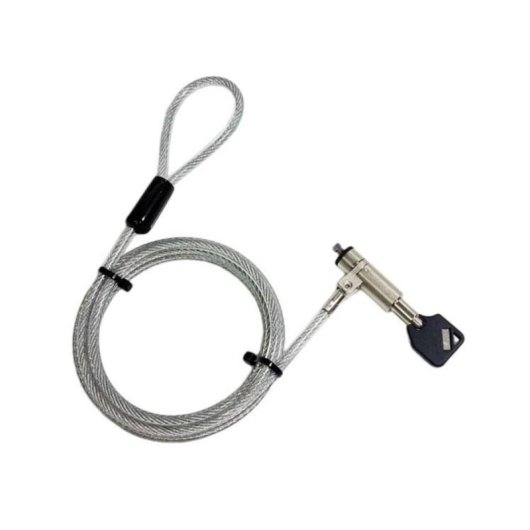 Câble antivol DLH DY-CS4112 pour portables Dell avec encoche Wedge, 1,8 m, clé, argent