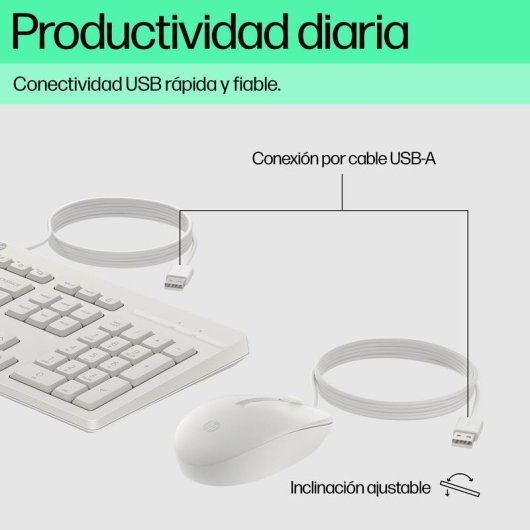 Clavier HP 225 complet filaire avec souris optique USB blanc