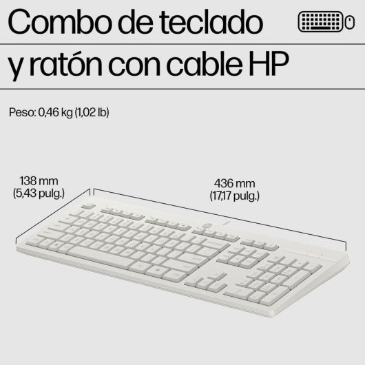 Clavier HP 225 complet filaire avec souris optique USB blanc