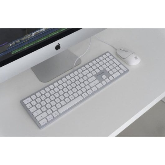 Ratón MCL XWH-WMO2-83 Ambidextro USB Type-A + USB Type-C 6400 DPI Plata Blanco